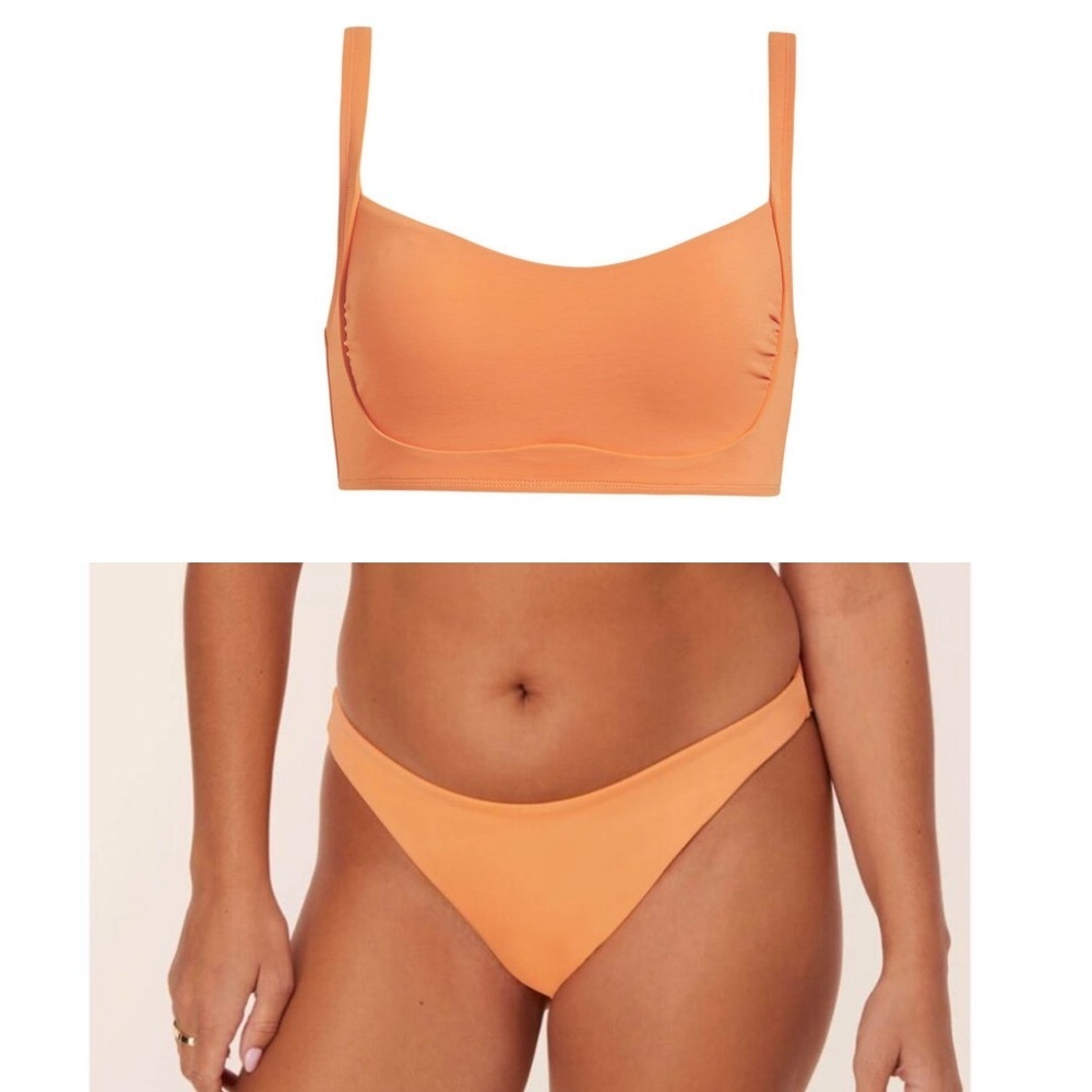 Andie Bikini Set‎ Hanalei Top Cheeky Bikini Bottom Papaya Orange size Small NWOT